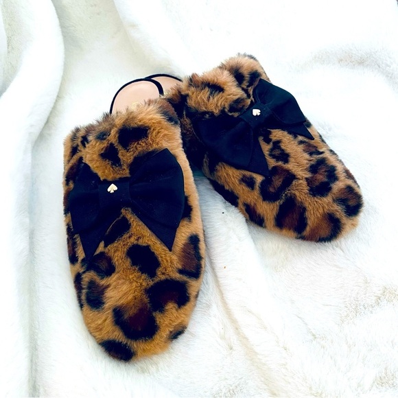 kate spade Shoes - KATE SPADE Jocelyn Faux Leopard Fur Slippers Size 7 NWT